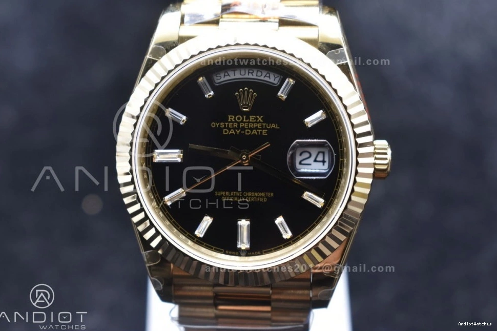 A2836 DayDate Tungsten Bracelet GMF Original 701 V RG President On Steel 904L Black Markers Weighted 40 with Dial Crystal 1220